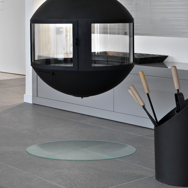 Okroglo polprosojno kaljeno steklo za pod kamin fi70 cm