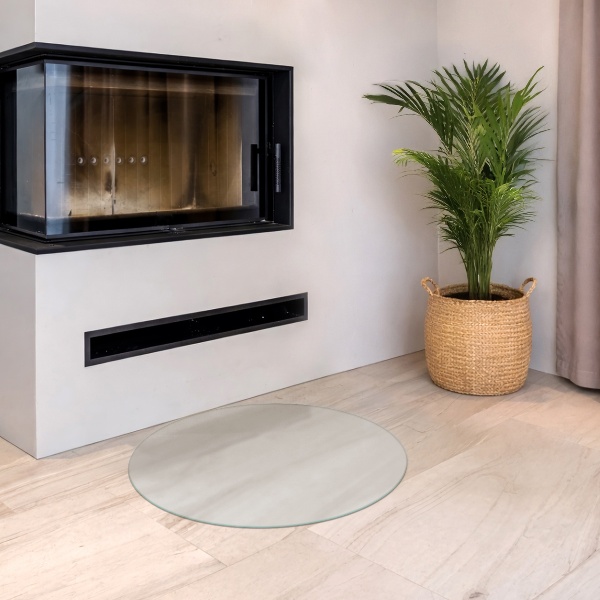 Okroglo polprosojno kaljeno steklo za pod kamin fi70 cm