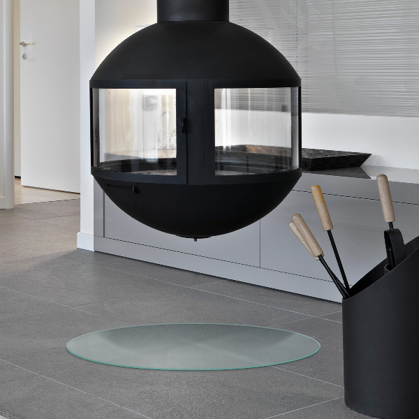 Okroglo polprosojno kaljeno steklo za pod kamin fi80 cm