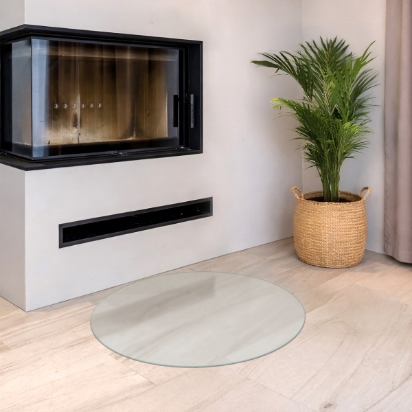 Okroglo polprosojno kaljeno steklo za pod kamin fi90 cm