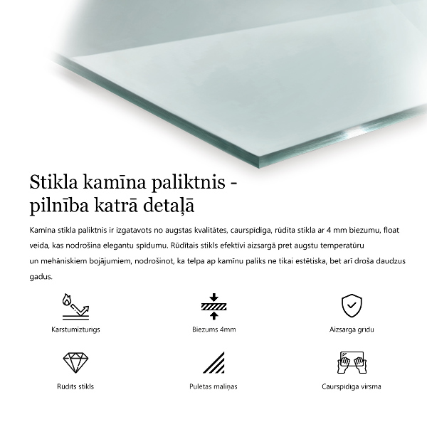 Steklo za kamin 100x50 cm