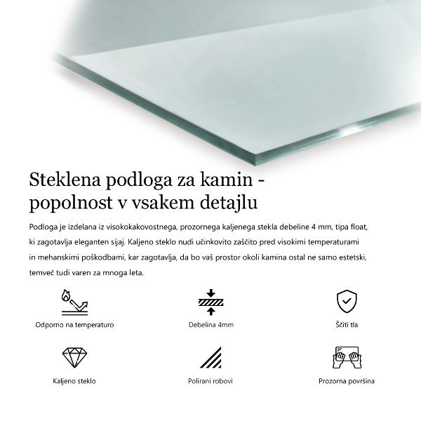 Steklo za kamin 120x80 cm