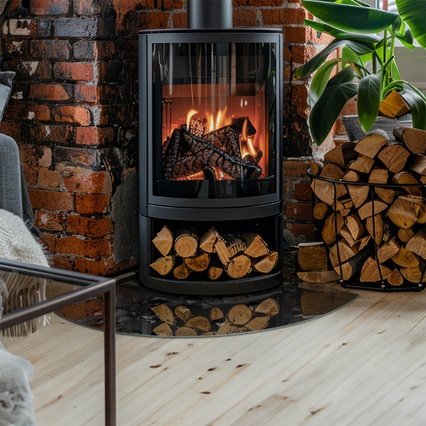 Četrtina kroga ognjevarno steklo za kamin Abstraktni oblak trdnih snovi