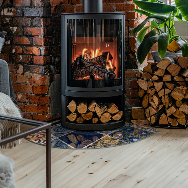 Četrtina kroga ognjevarno steklo za kamin Vzorci keramičnih ploščic