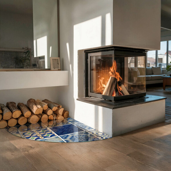 Četrtina kroga ognjevarno steklo za kamin Vzorci keramičnih ploščic