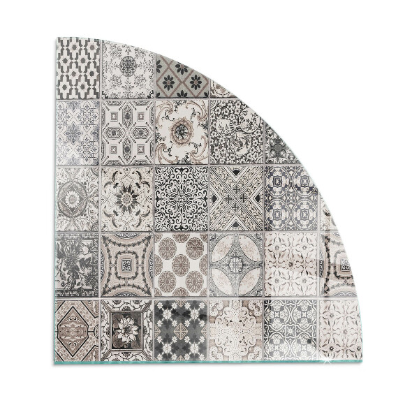 Četrtina kroga steklo za pod kamin Dekorativni vzorci ploščic