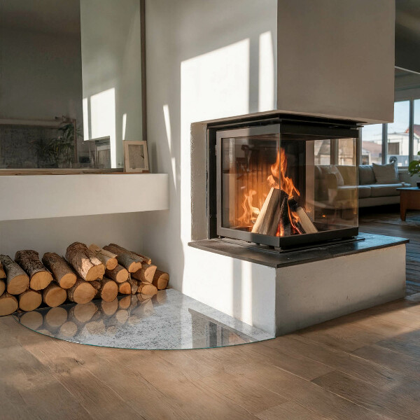 Četrtina kroga kaljeno steklo za pod kamin Abstraktna tekstura ozadja