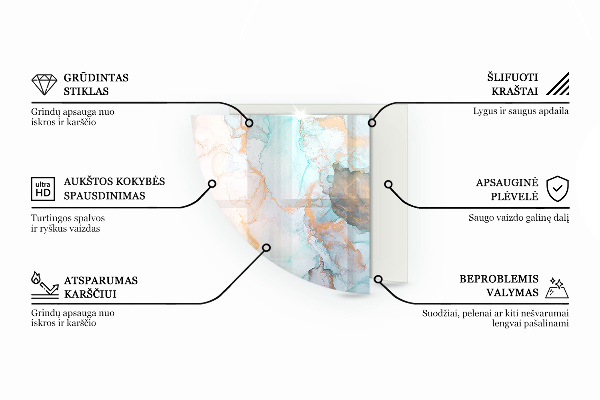 Četrtina kroga kaljeno steklo za pod kamin Tekstura naravnega kamna