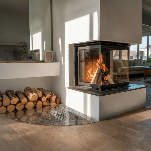 Četrtina kroga ognjevarno steklo za kamin Vzorec perforirane pločevine