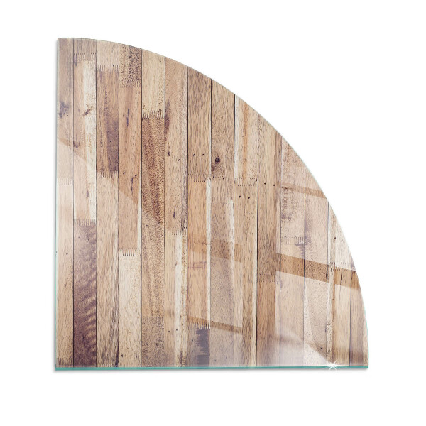 Četrtina kroga kaljeno steklo za pod kamin Lesena deska v postavitvi