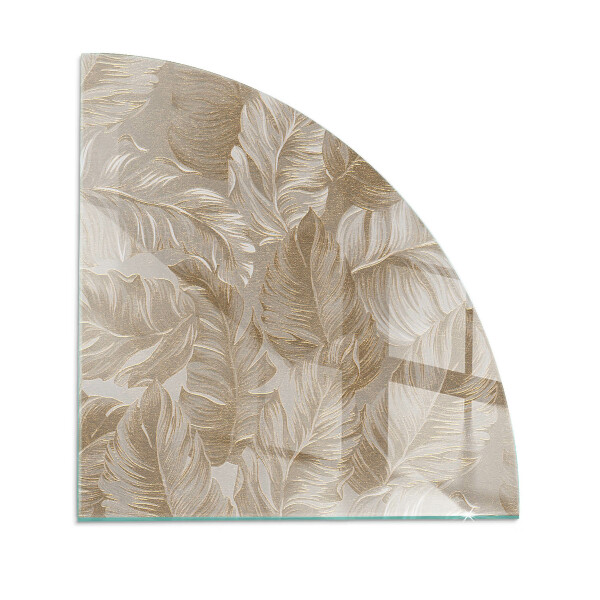 Četrtina kroga ognjevarno steklo za kamin Listi v subtilnih vzorcih