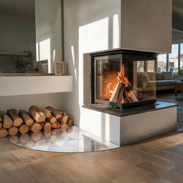 Četrtina kroga ognjevarno steklo za kamin Abstraktni geometrijski vzorec