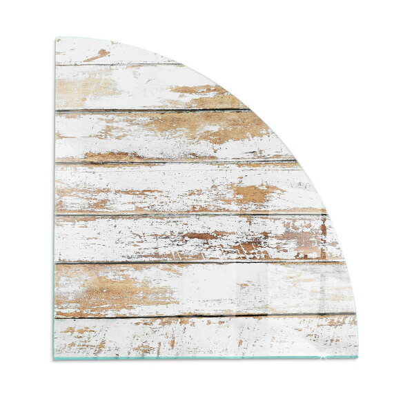 Četrtina kroga steklo za pod kamin Poškodovana lesena deska