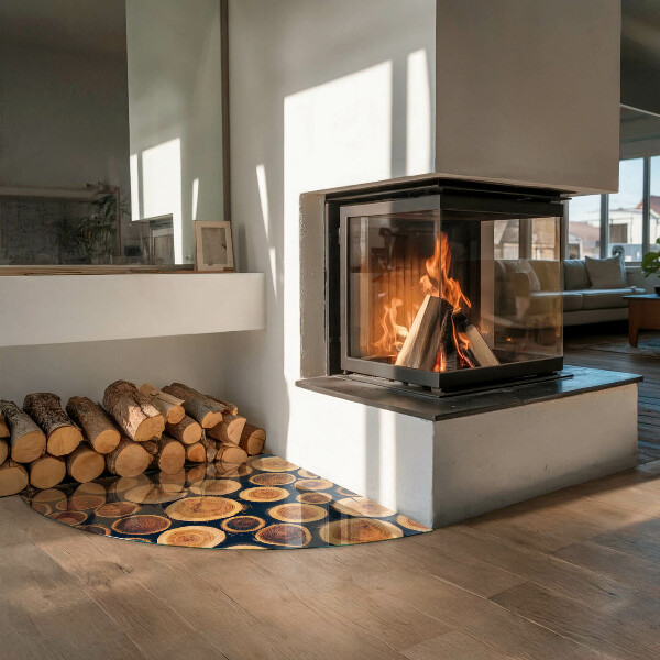 Četrtina kroga kaljeno steklo za pod kamin Škatla z rezanim lesom