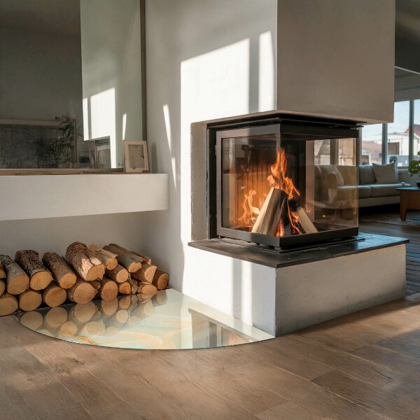 Četrtina kroga ognjevarno steklo za kamin Abstraktni marmorni vzorec