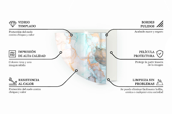 Četrtina kroga steklo za pod kamin Barva črna