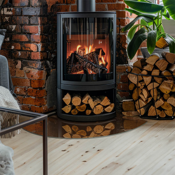 Četrtina kroga steklo za pod kamin Barva rjava