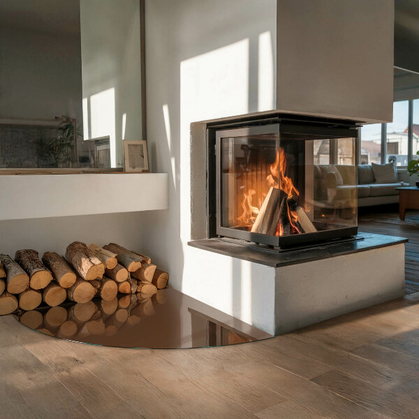 Četrtina kroga steklo za pod kamin Barva rjava