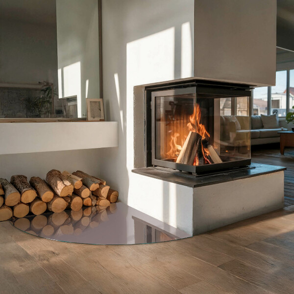 Četrtina kroga steklo za pod kamin Barva Bež