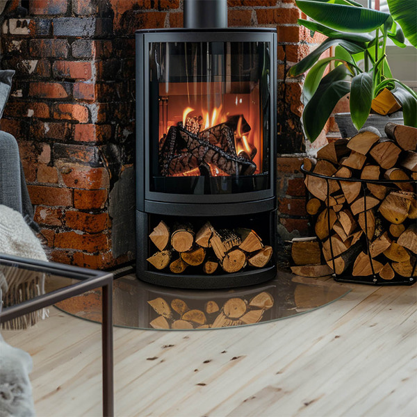 Četrtina kroga kaljeno steklo za pod kamin Barva rjava