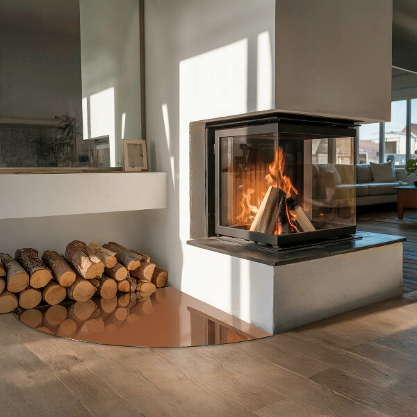 Četrtina kroga steklo za pod kamin Barva rjava