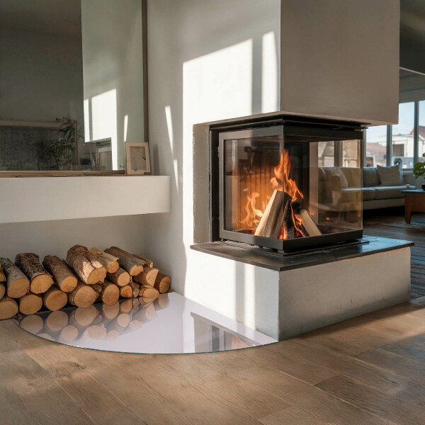 Četrtina kroga steklo za pod kamin Barva Svetlo vijolična