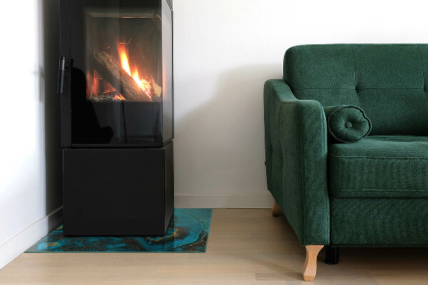 Kvadratna kaljeno steklo za kamin Abstraktni organski vzorec