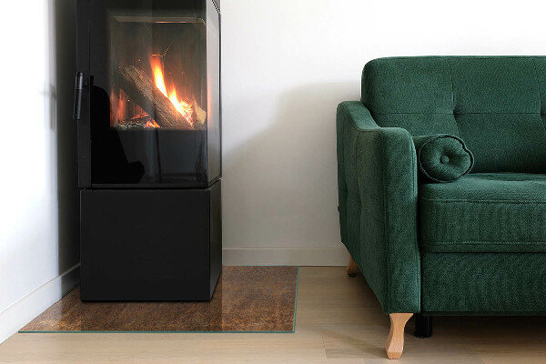 Kvadratna kaljeno steklo za kamin Tekstura rje na kovini