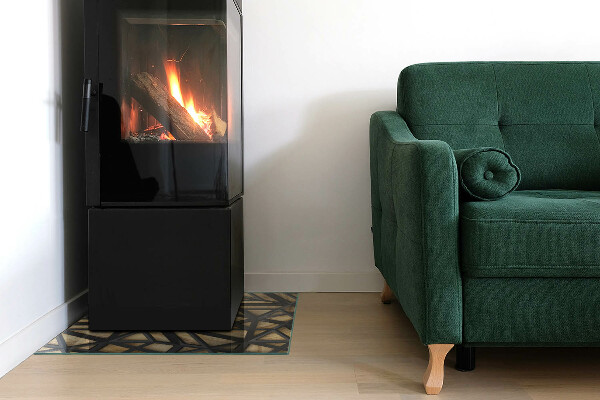 Kvadratna podložna plošča za kamin Geometrija z lesom