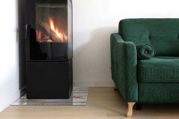 Kvadratna kaljeno steklo za kamin Poškodovana lesena deska