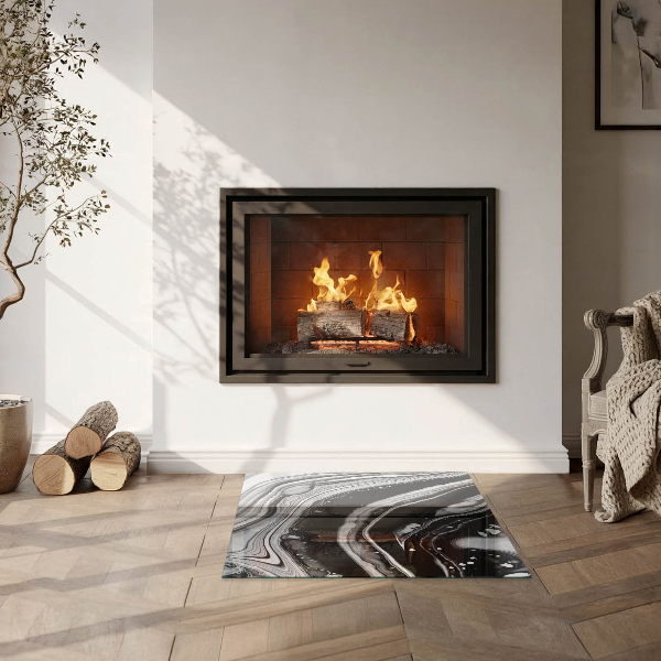 Kvadratna kaljeno steklo za kamin Abstraktni valovi in ​​črte