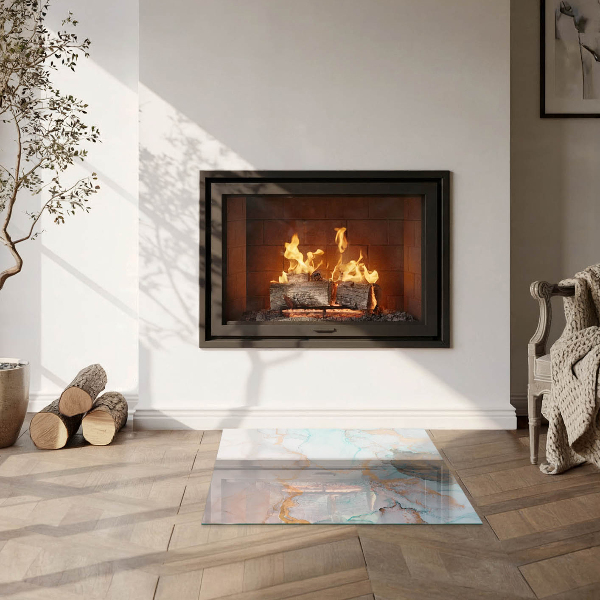 Kvadratna kaljeno steklo za kamin Abstraktni tekoči vzorec