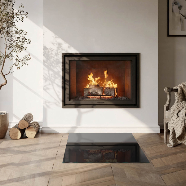 Kvadratna kaljeno steklo za kamin Barva črna