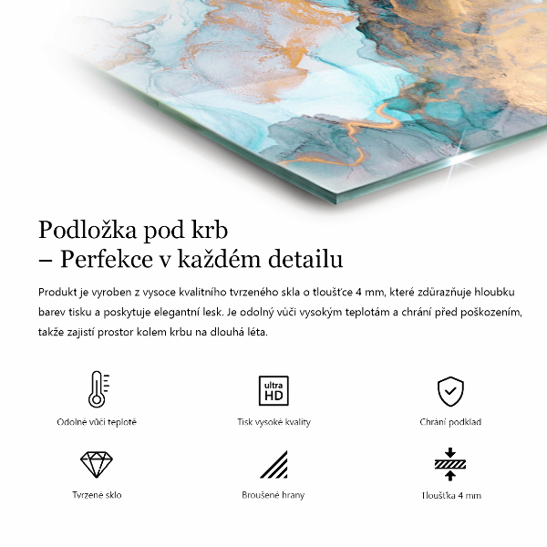Kvadratna podložna plošča za kamin Barva morja