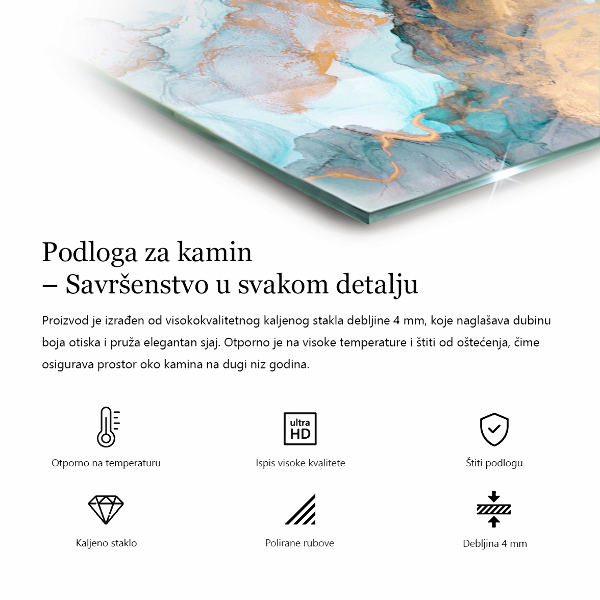 Kvadratna podložna plošča za kamin Barva morja