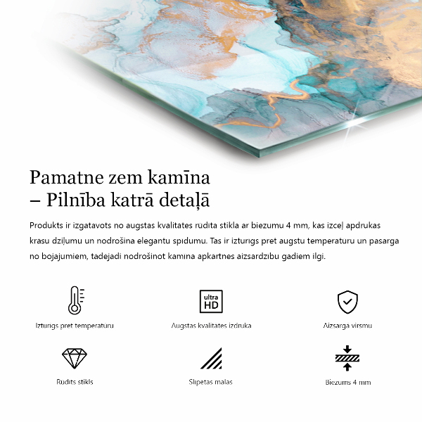 Kvadratna podložna plošča za kamin Barva morja