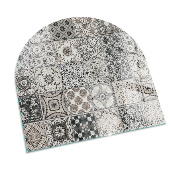 Polovalna steklo za pod kamin Dekorativni vzorci ploščic