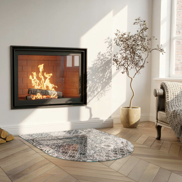 Polovalna steklo za pod kamin Dekorativni vzorci ploščic