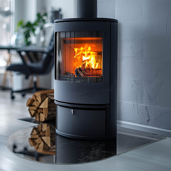 Polovalna steklo za pod kamin Eleganten marmorni vzorec