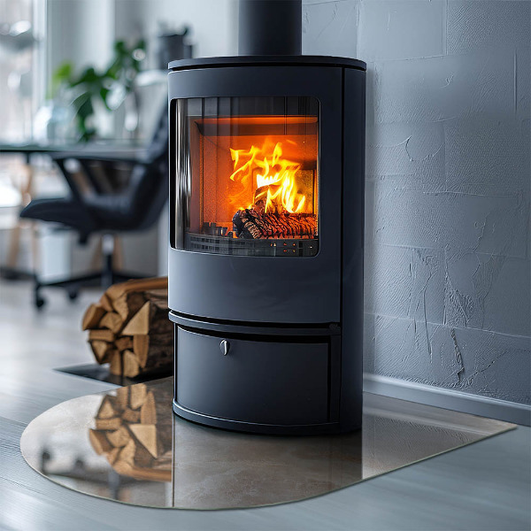 Polovalna kaljeno steklo za pod kamin Vzorec naravnega kamna