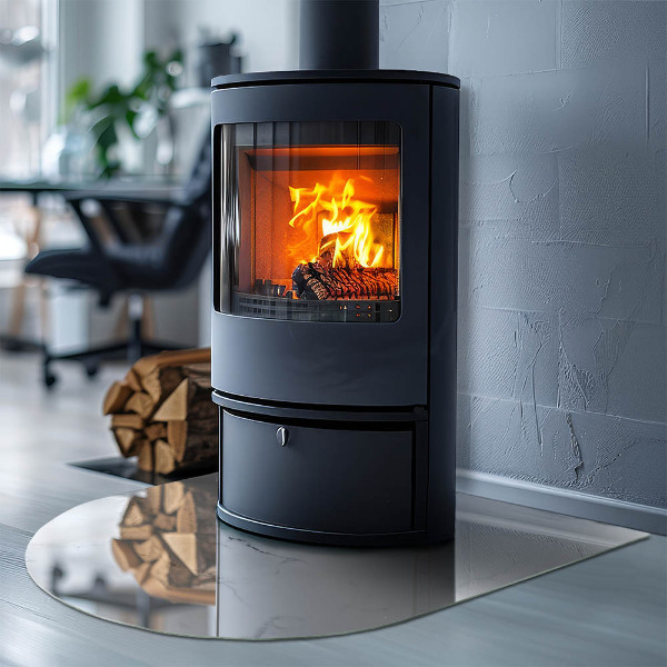 Polovalna ognjevarno steklo za kamin Marmorni vzorec z žilami