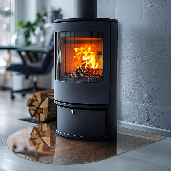 Polovalna steklo za pod kamin Tekstura rje na kovini