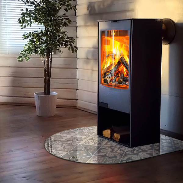 Polovalna kaljeno steklo za pod kamin Dekorativni mozaični vzorec