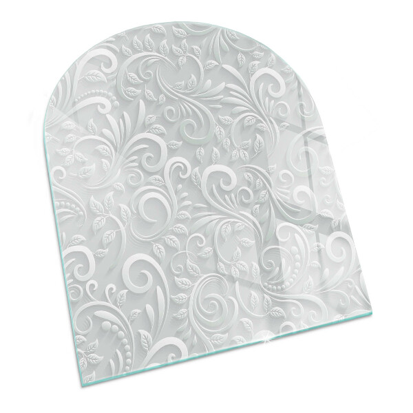 Polovalna ognjevarno steklo za kamin Eleganten rastlinski vzorec