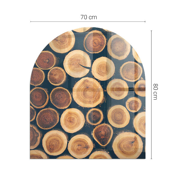 Polovalna kaljeno steklo za pod kamin Škatla z rezanim lesom