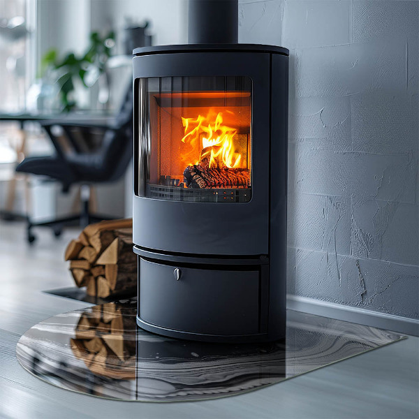 Polovalna steklo za pod kamin Abstraktni valovi in ​​črte