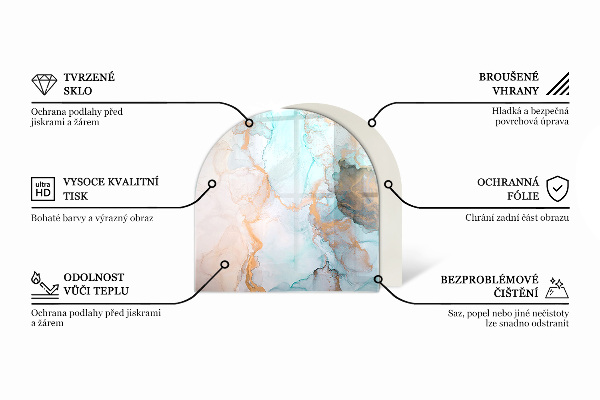 Polovalna steklo za pod kamin Eleganten marmor z žilami