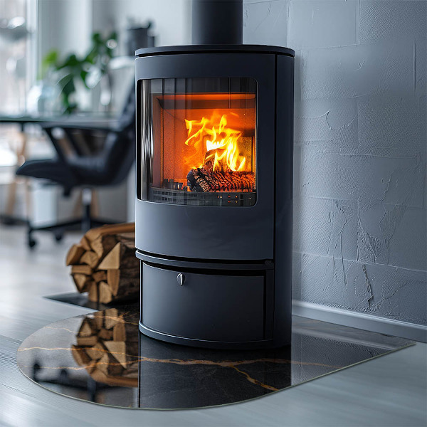 Polovalna steklo za pod kamin Eleganten marmor z žilami