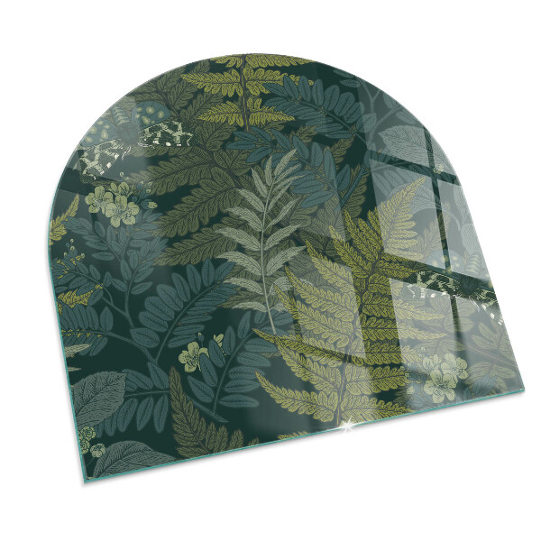 Polovalna kaljeno steklo za pod kamin Rastlinski motivi z metulji