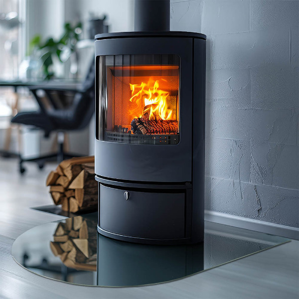 Polovalna kaljeno steklo za pod kamin Barva morja